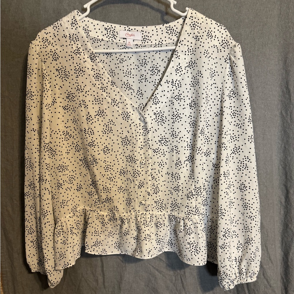 Candies Women's White Polka Dot Top